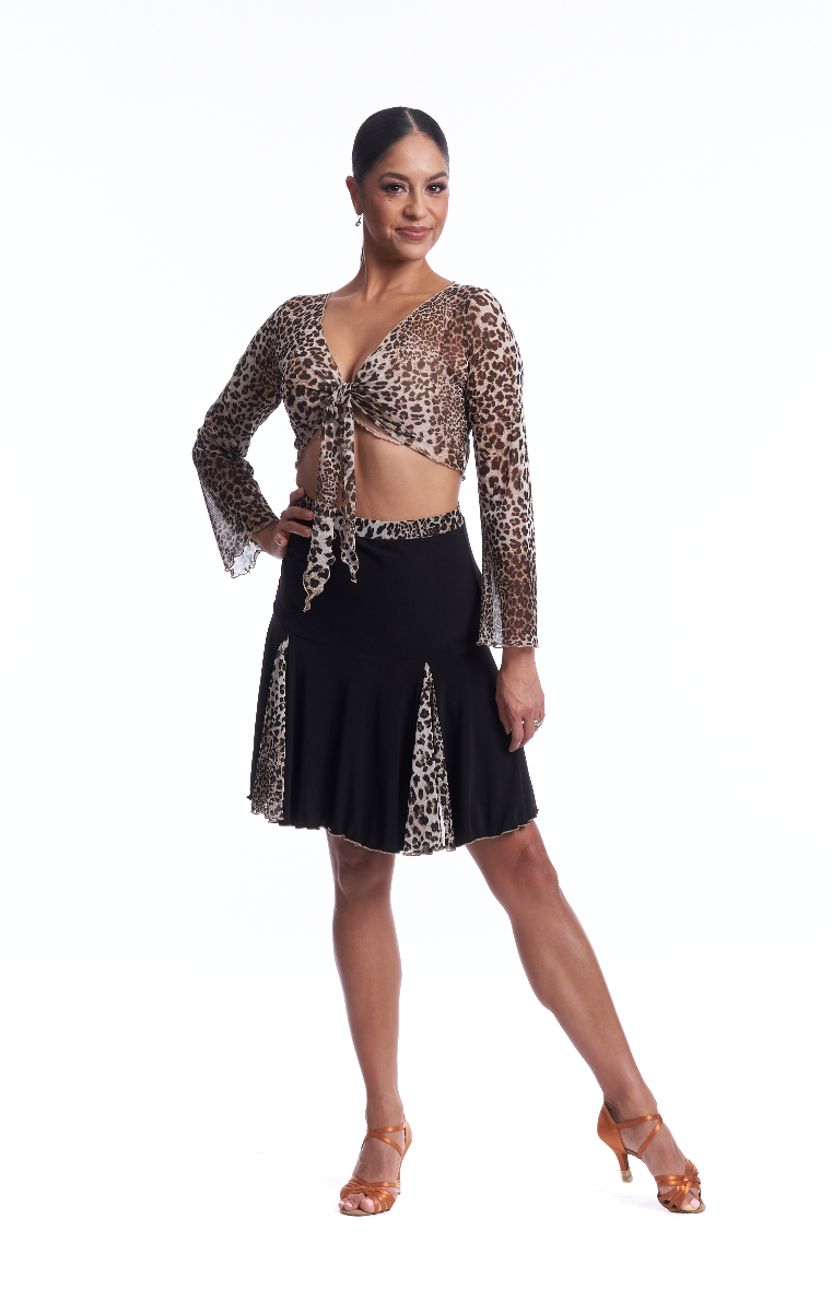 FRILLED SKIRT WITH LEOPARD INSETS
