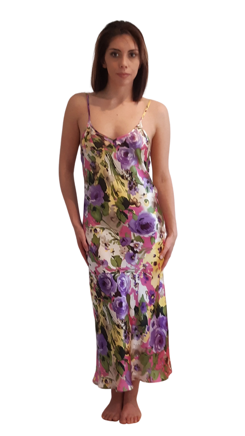 MAUVE & YELLOW FLORAL SLIP DRESS